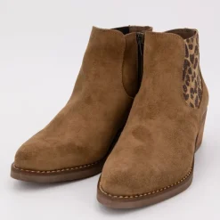 Outlet Bottines daim à motif léopard Femme Femme Boots, Bottines