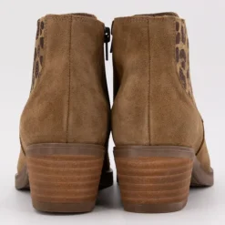 Outlet Bottines daim à motif léopard Femme Femme Boots, Bottines