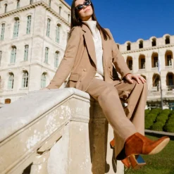 Hot Bottines Dam suédine liseré or Femme Femme Boots, Bottines