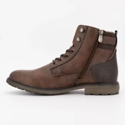 Best Bottines fourrées cognac à lacets avec zip Homme Homme Boots, Bottines