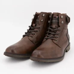 Best Bottines fourrées cognac à lacets avec zip Homme Homme Boots, Bottines