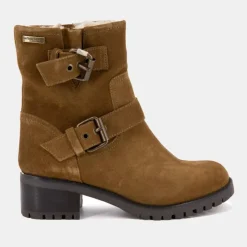 Clearance Bottines Lynette style motard camel en cuir Femme Femme Boots, Bottines
