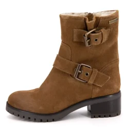 Clearance Bottines Lynette style motard camel en cuir Femme Femme Boots, Bottines