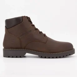 Outlet Bottines marron foncé à lacets noires semelle noire Homme Homme Boots, Bottines