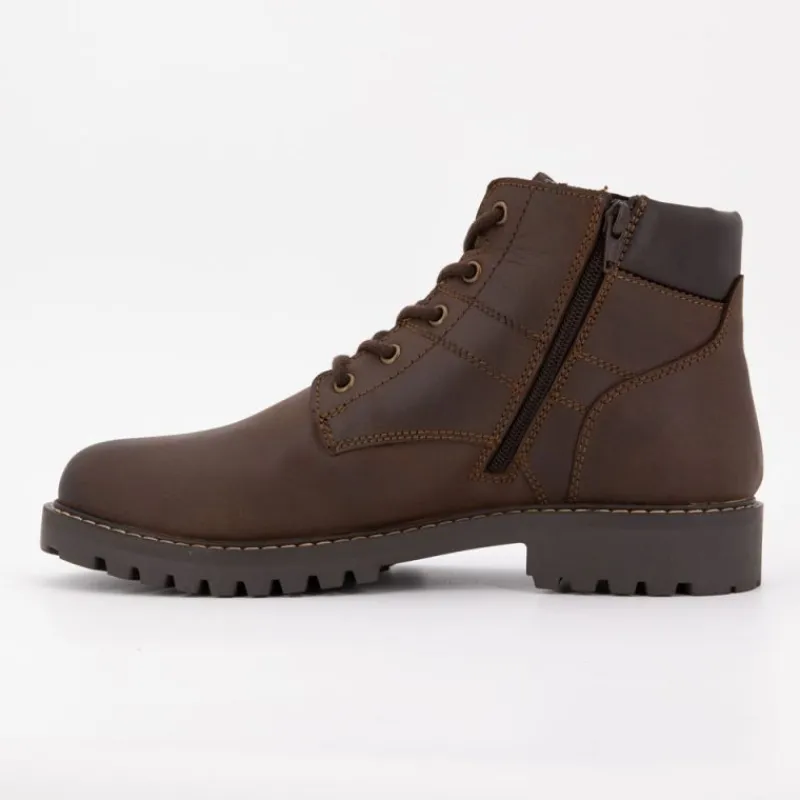 Outlet Bottines marron foncé à lacets noires semelle noire Homme Homme Boots, Bottines