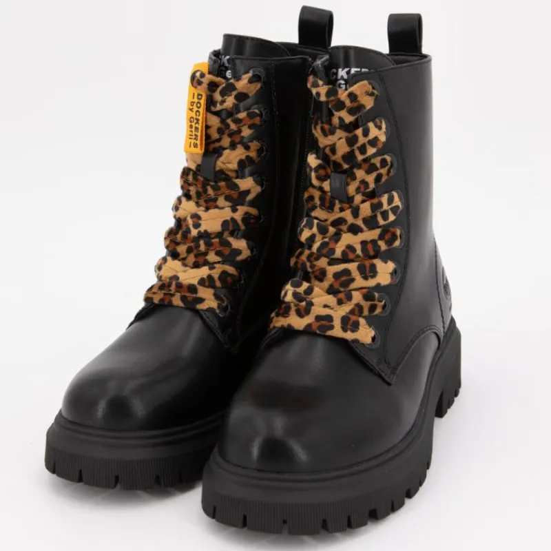 Sale Bottines es à lacets léopard effet velours Enfant Enfant Chaussures Fille|Chaussures Garçon