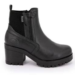 Bottines es à talon crantées zip sur le côté élastiquées en arrière Femme Femme Boots, Bottines