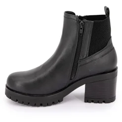 Bottines es à talon crantées zip sur le côté élastiquées en arrière Femme Femme Boots, Bottines