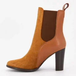 Online Bottines noires talons hauts bi matière daim cuir lisse Femme Femme Boots, Bottines