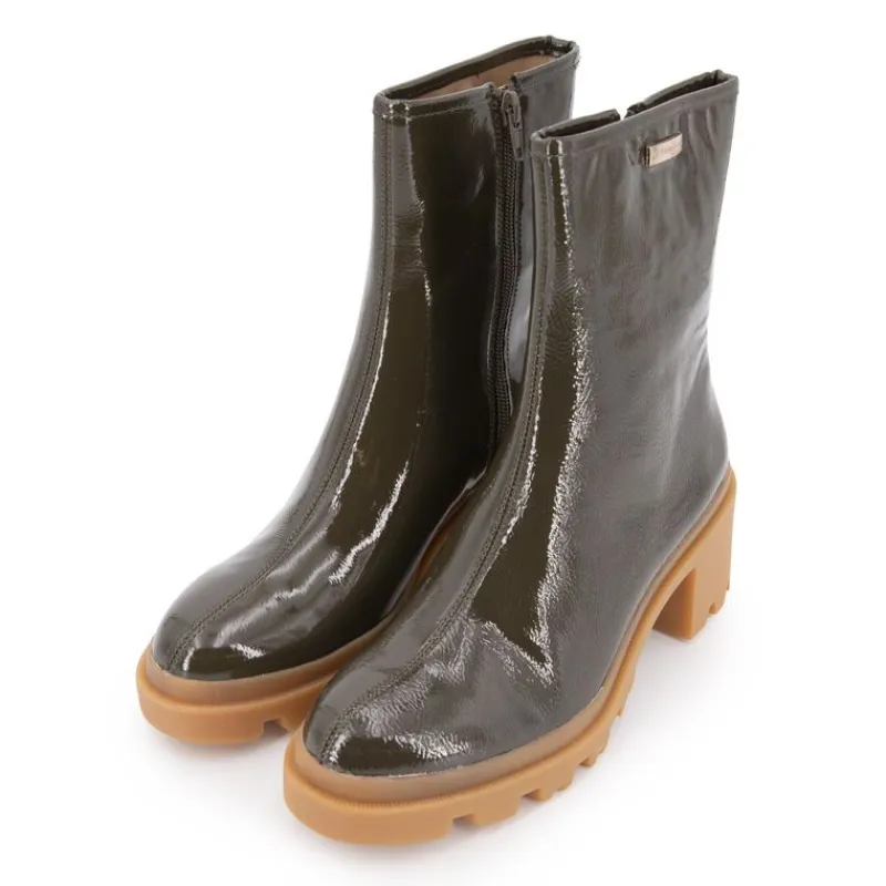 New Bottines vernis Delizia talons crantés Femme Femme Boots, Bottines