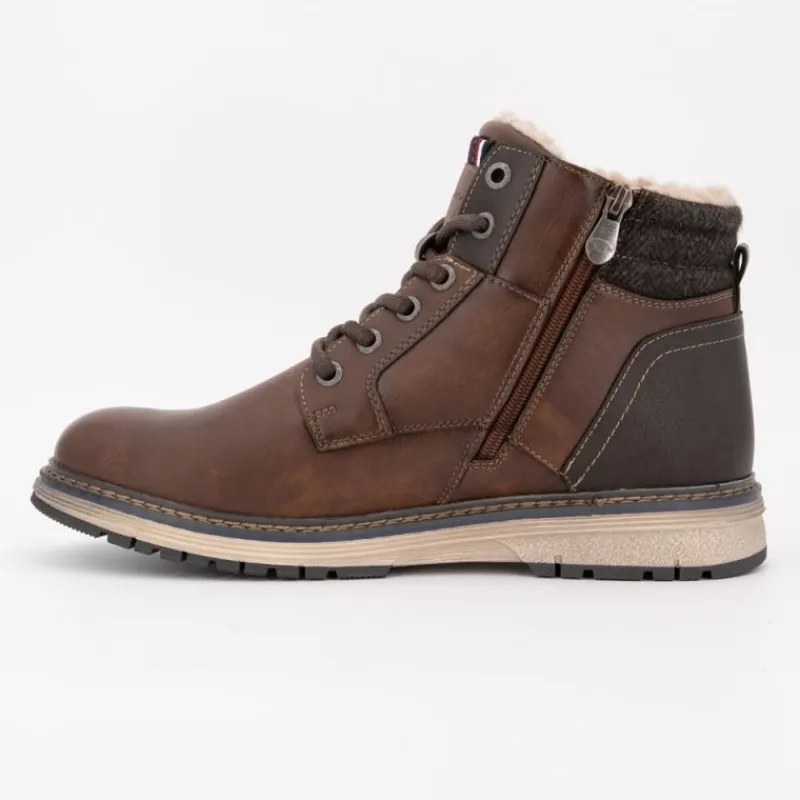 Outlet Bottines zippées intérieur moutonné à lacets semelle écru Homme Homme Boots, Bottines