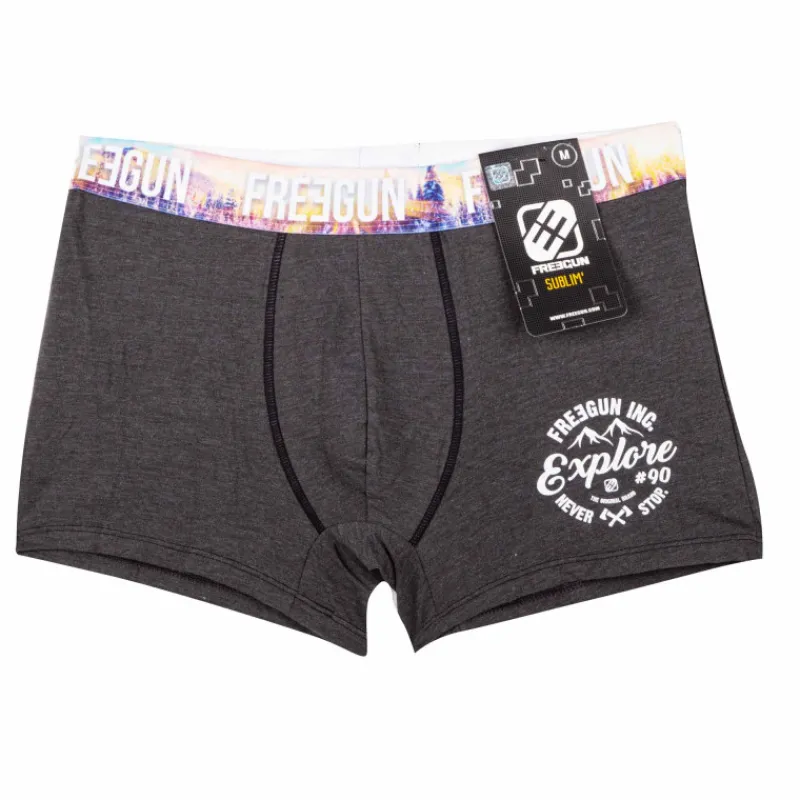 Clearance Boxer uni gris chiné élastique dégradé Homme Homme Boxer, Caleçon