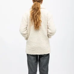 Online Caban sherpa crème avec bouton col à revers Femme Femme Veste, Doudoune, Manteau