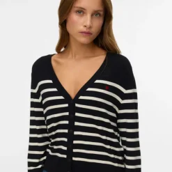 Online Cardigan à rayures dory col v coeur rouge brodé avec boutons Femme Femme Pull, Gilet, Sweat