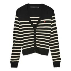 Online Cardigan à rayures dory col v coeur rouge brodé avec boutons Femme Femme Pull, Gilet, Sweat