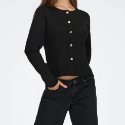 Discount Cardigan maille fine col rond prime life boutons dorés Femme Femme Pull, Gilet, Sweat