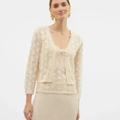 Clearance Cardigan Verena birch brodé à nouer Femme Femme Pull, Gilet, Sweat