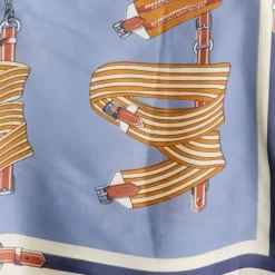 Online Carré toucher soie à fleurs et papillons liseré ciel 90x90cm Femme Écharpe, Foulard