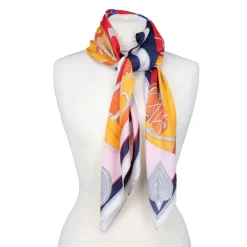 Carré toucher soie imprimé costume d'époque 90x90cm Femme Femme Écharpe, Foulard