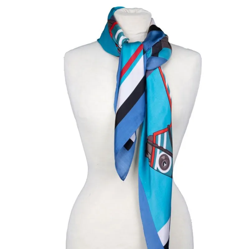 Clearance Carré toucher soie nuances de s imprimé cheval 90x90cm Femme Écharpe, Foulard