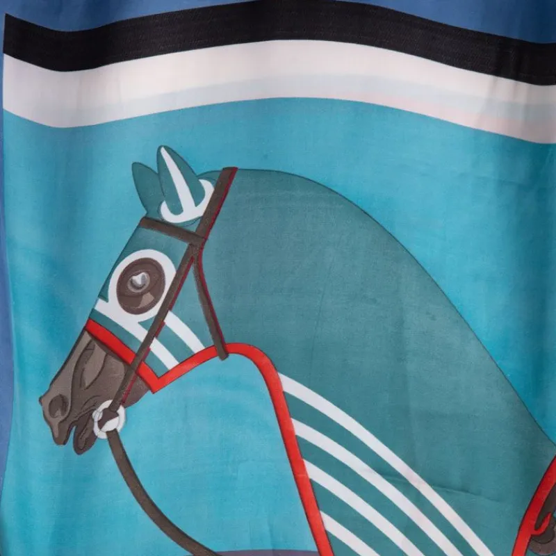 Clearance Carré toucher soie nuances de s imprimé cheval 90x90cm Femme Écharpe, Foulard