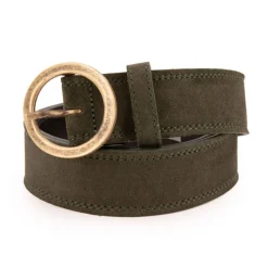 Discount Ceinture cuir de vache daim boucle doré cercle Femme Femme Ceinture