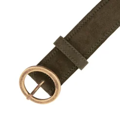 Discount Ceinture cuir de vache daim boucle doré cercle Femme Femme Ceinture