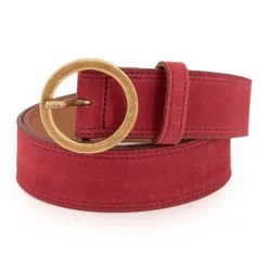 Ceinture cuir de vache daim boucle doré cercle Femme Femme Ceinture