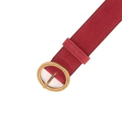 Ceinture cuir de vache daim boucle doré cercle Femme Femme Ceinture