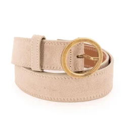 Outlet Ceinture cuir de vache daim boucle doré cercle Femme Femme Ceinture