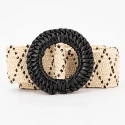 Sale Ceinture fibre naturelle lysade tissée boucle noire Femme Femme Ceinture