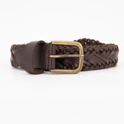 New Ceinture tissée brown dean boucle dorée Homme Homme Ceinture