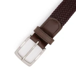 Clearance Ceinture tressée cuir avec boucle argenté Homme Homme Ceinture