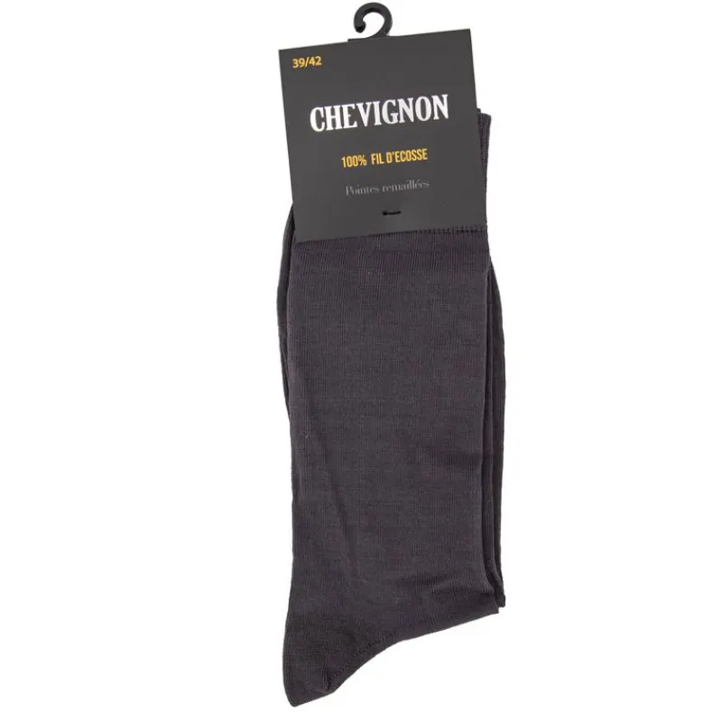 Outlet Chaussette haute unie 100% fil d'Ecosse Edison Homme Homme Chaussettes