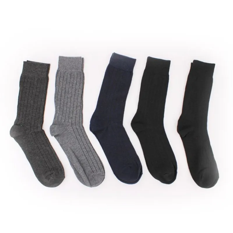 Clearance Chaussettes hautes noires lot de 5 idriss Homme Homme Chaussettes