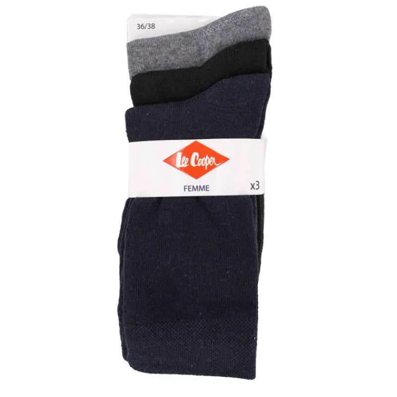 Hot Chaussettes unies lot x3 coton stretch Femme Femme Vetements De Sports Femme|Chaussettes