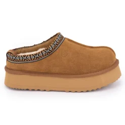 New Chaussons en cuir effet daim fourrés liseré cheville Femme Femme Chaussons