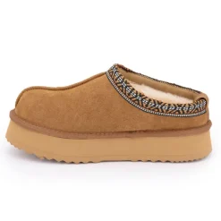 New Chaussons en cuir effet daim fourrés liseré cheville Femme Femme Chaussons