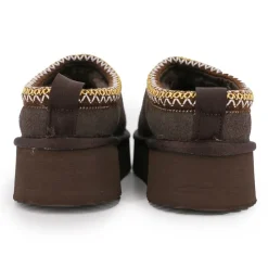 Clearance Chaussons en cuir effet daim fourrés liseré cheville Femme Femme Chaussons