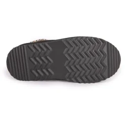 Chaussons en cuir effet daim fourrés liseré cheville Femme Femme Chaussons