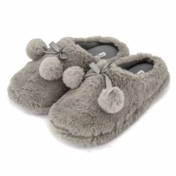 Outlet Chaussons fausse fourrure pompon antidérapant Claire Femme Femme Chaussons