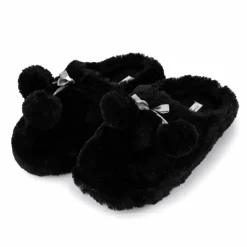 Discount Chaussons fausse fourrure pompon antidérapant Claire Femme Femme Chaussons