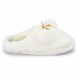 Clearance Chaussons fausse fourrure pompon antidérapant Claire Femme Femme Chaussons