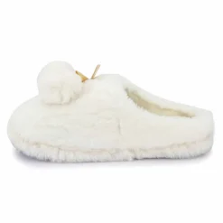 Clearance Chaussons fausse fourrure pompon antidérapant Claire Femme Femme Chaussons