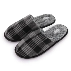 New Chaussons fourrées à carreaux Homme Homme Chaussons