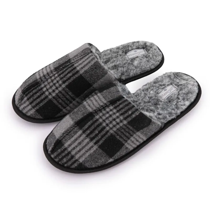 New Chaussons fourrées à carreaux Homme Homme Chaussons