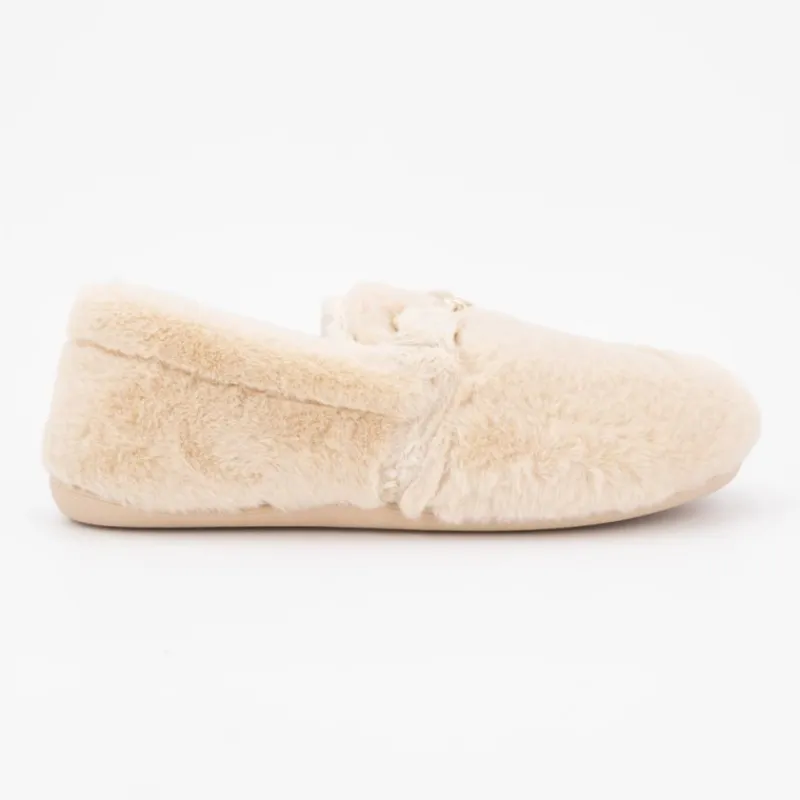 New Chaussons moutonnés couleur unie à enfiler Femme Femme Chaussons