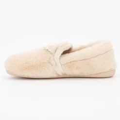 New Chaussons moutonnés couleur unie à enfiler Femme Femme Chaussons