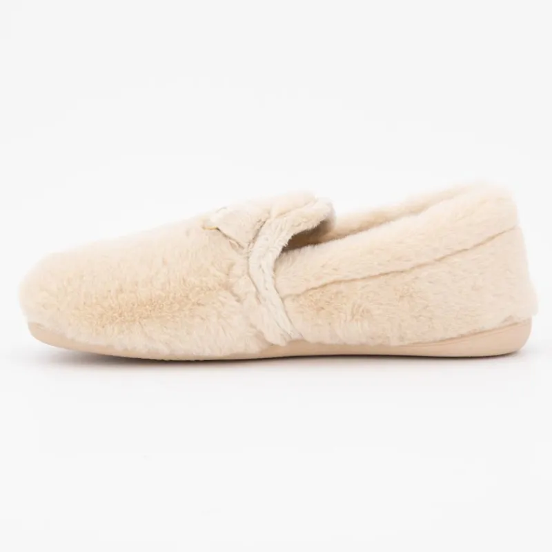 New Chaussons moutonnés couleur unie à enfiler Femme Femme Chaussons