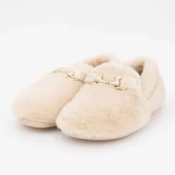 New Chaussons moutonnés couleur unie à enfiler Femme Femme Chaussons